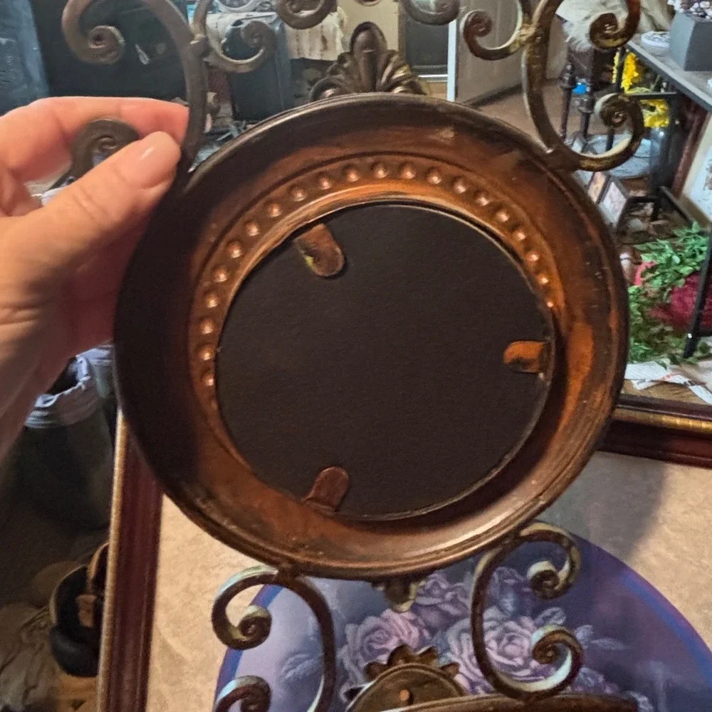 Vintage Bronze Tiered Wall Mirror 3-Frame Ornate Scrollwork Victorian Decor